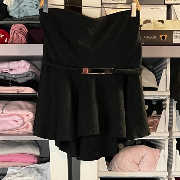 Candy Couture Black Strapless Top With Faux Belt - Picture 1 of 5